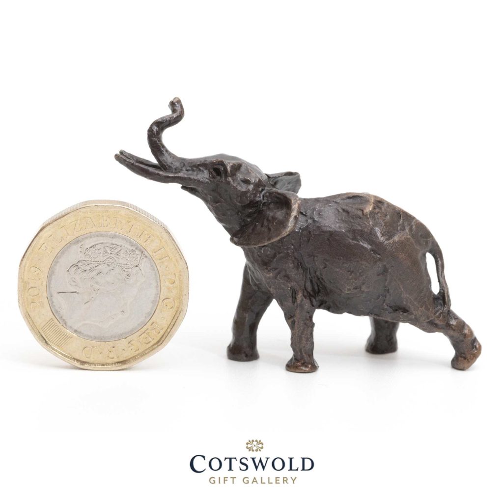 Richard Cooper Bronze Miniature Elephant Trumpeting 2 1024x1024