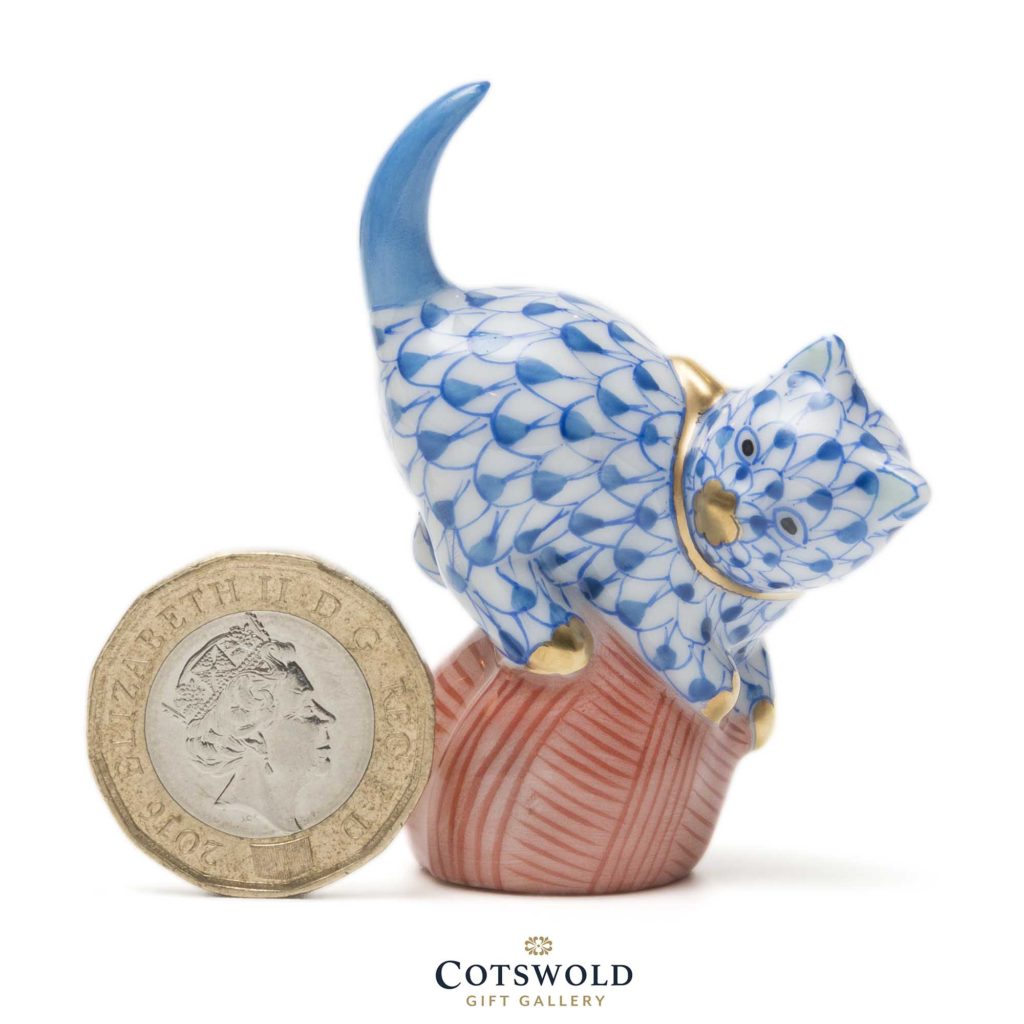 Herend Porcelain Blue Kitten On Red Ball 11 1024x1024