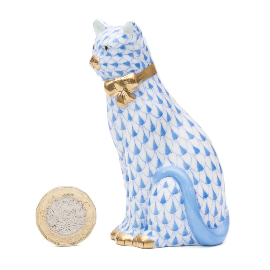 Herend Cat With Ribbon Blue 2 1024x1024