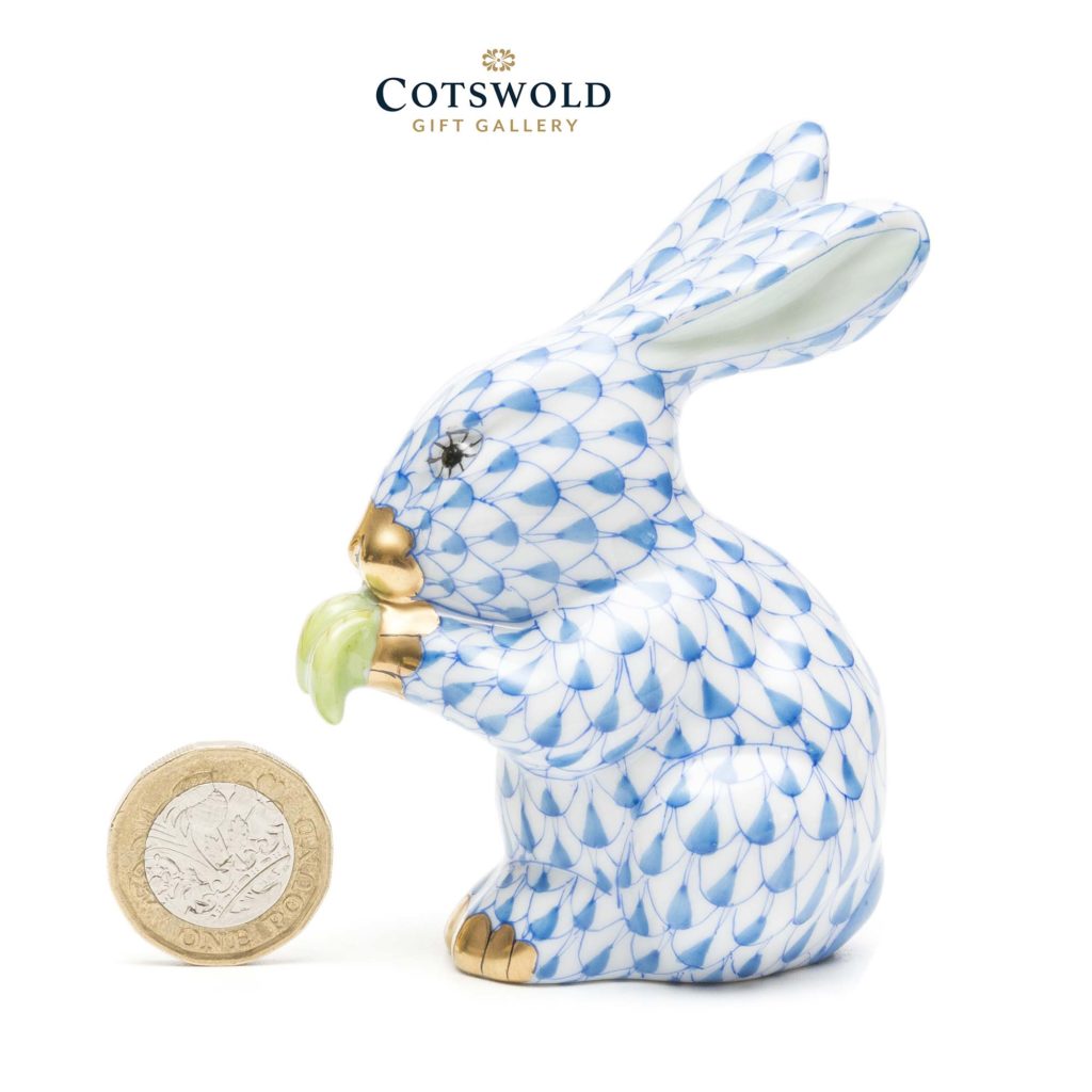 Herend Porcelain Rabbit With Carrot Leaf Blue 3 1024x1024