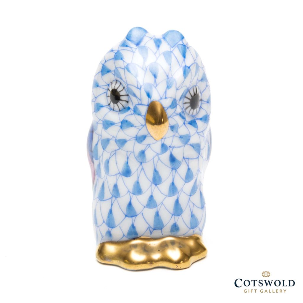 Herend Porcelain Tiny Owl Blue 3 1024x1024