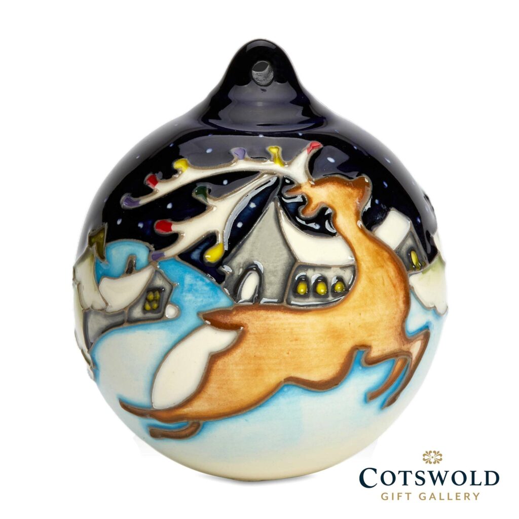 Moorcroft Pottery Christmas Bauble Reindeers Leap W 1024x1024