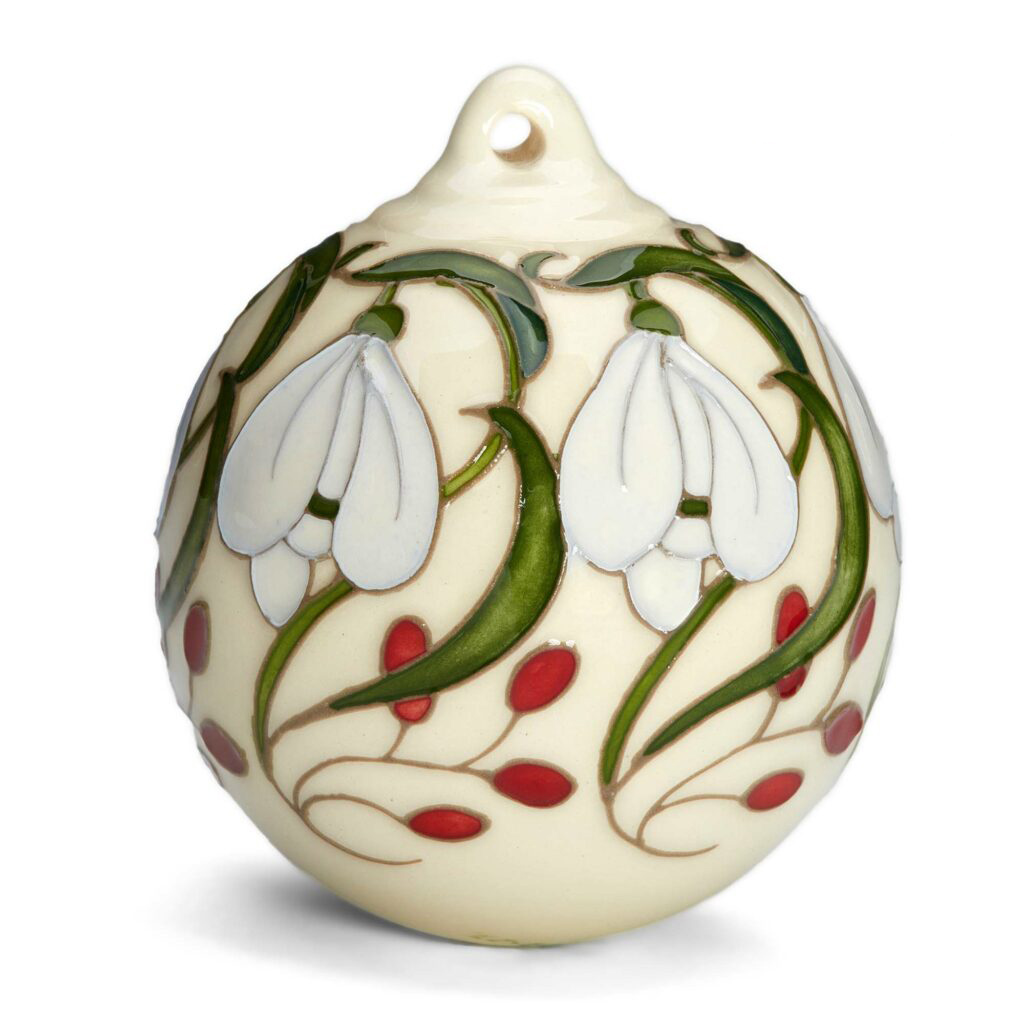Moorcroft Pottery Christmas Bauble Snowdrop Ribbons W 1024x1024 2