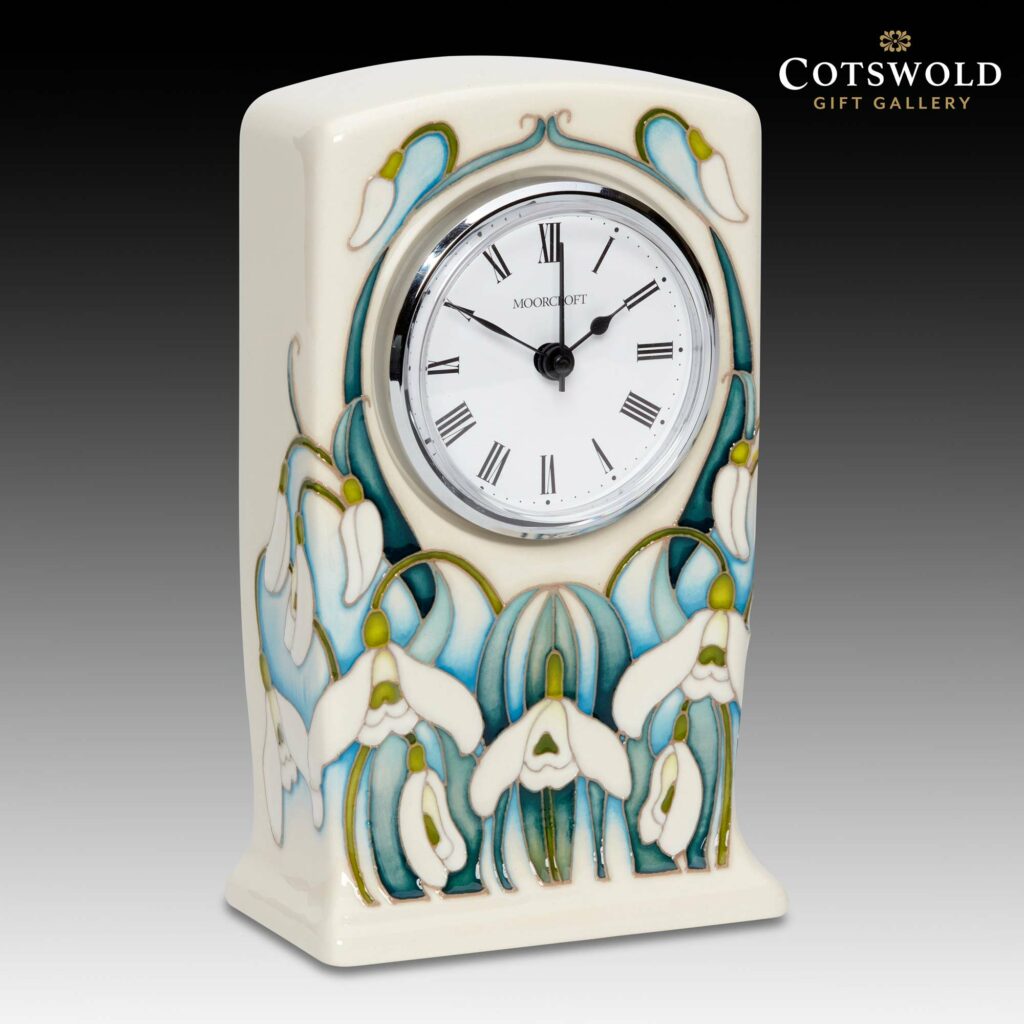 Moorcroft Pottery Snowdrop Sensations Giselle Clock CL1 01 1024x1024