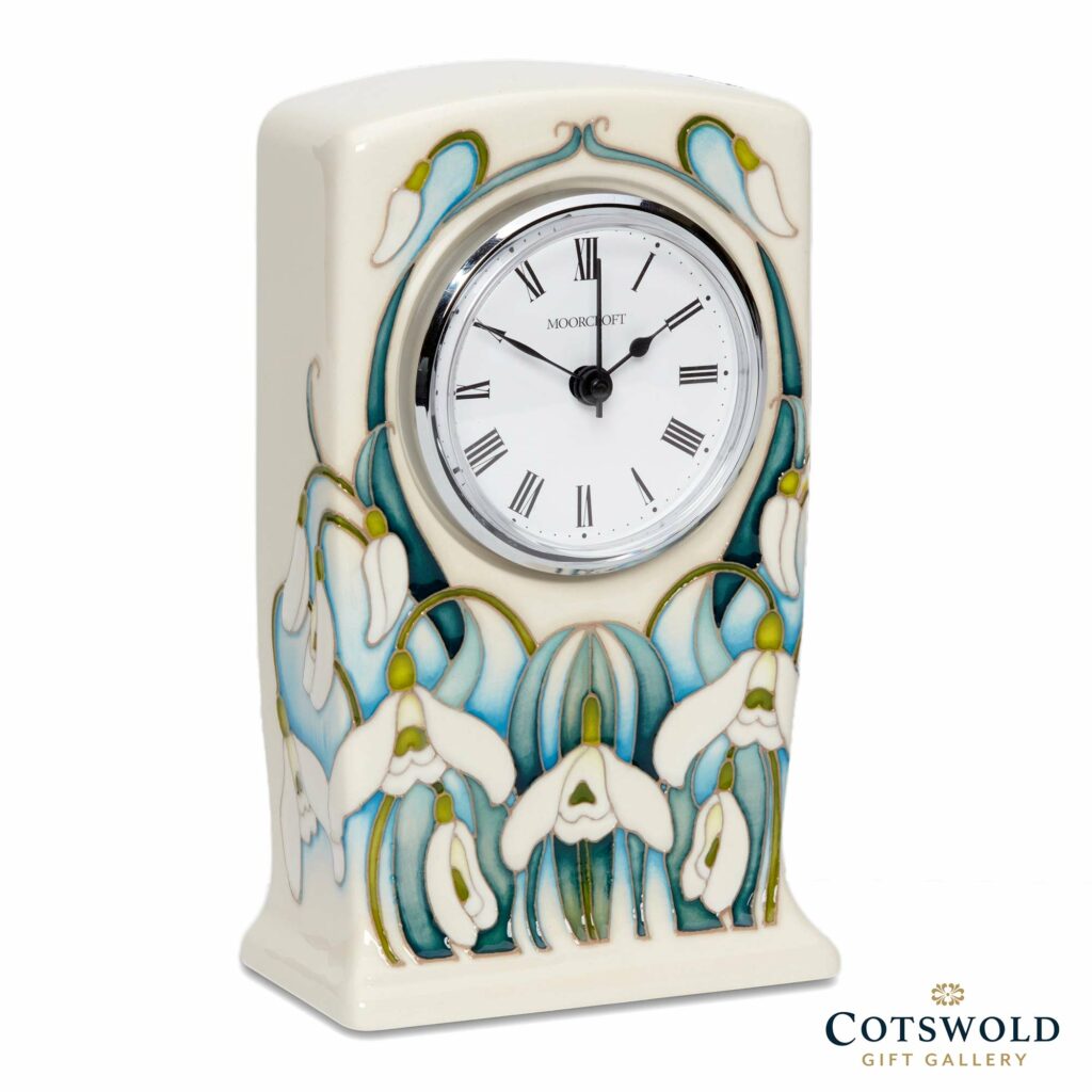 Moorcroft Pottery Snowdrop Sensations Giselle Clock CL1 02 1024x1024