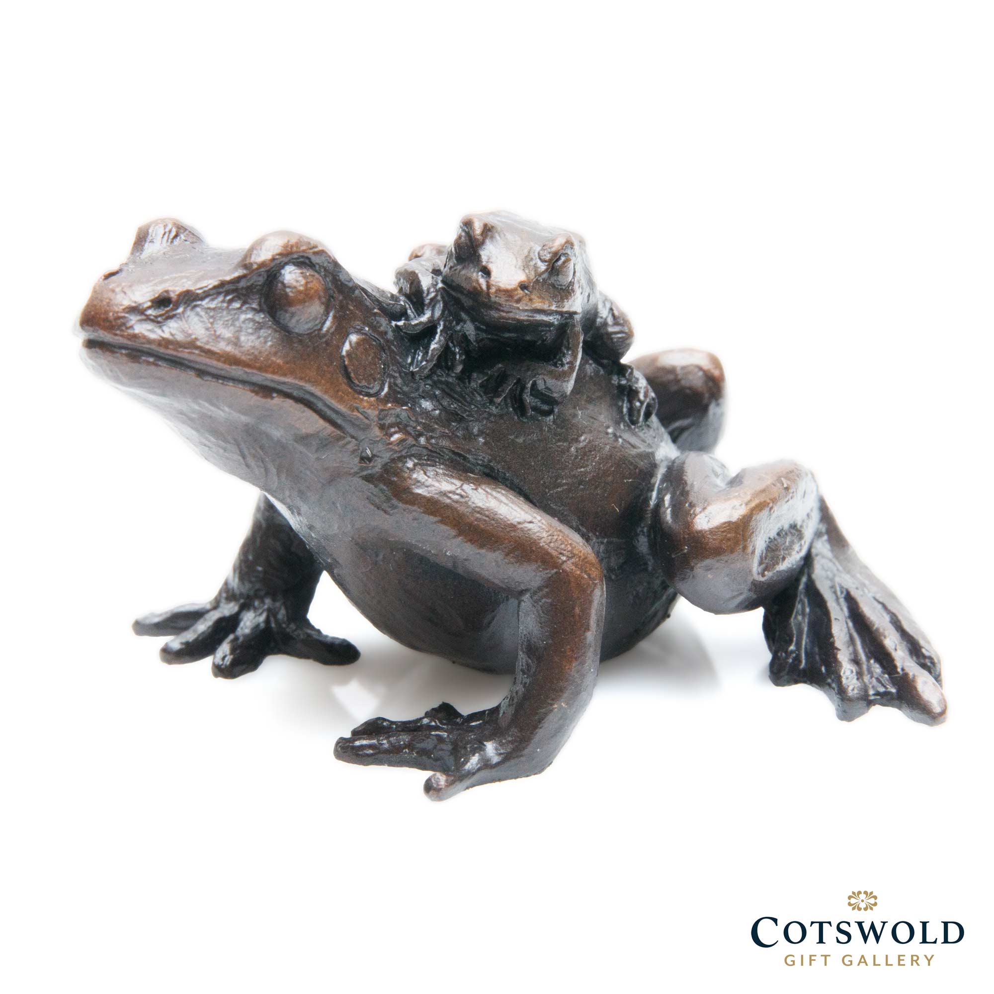 Small Frog with Baby Bronze –Keith Sherwin – Cotswold Gift Gallery