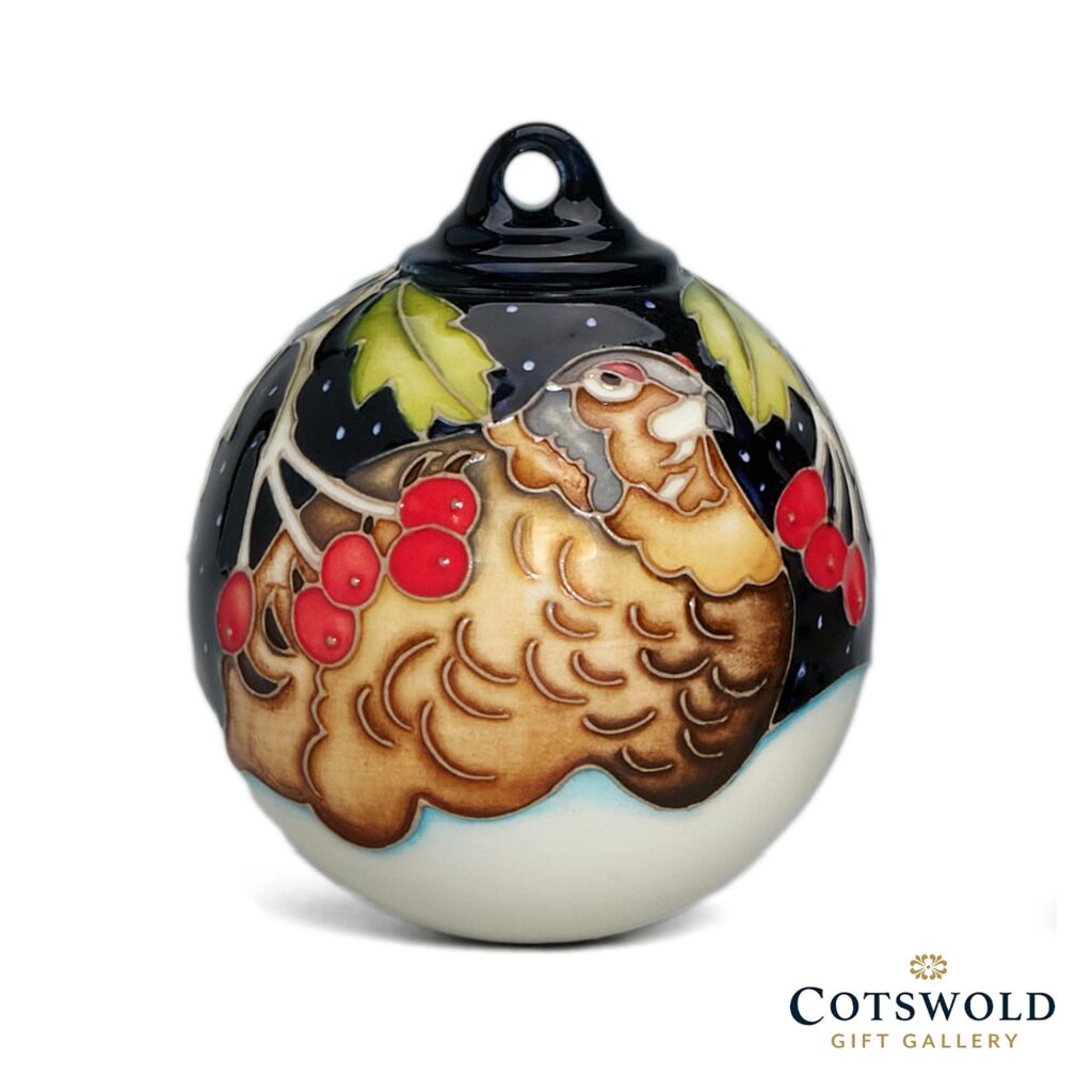 Moorcroft Pottery Christmas Grouse Berries Bauble 1024x1024