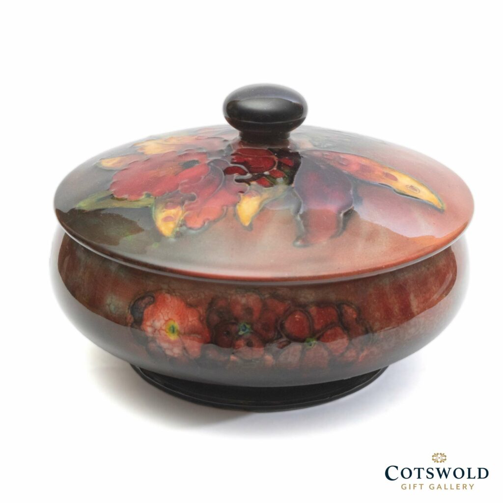 Vintage Moorcroft Pottery Orchid Flambe Powder Bowl 1 1024x1024